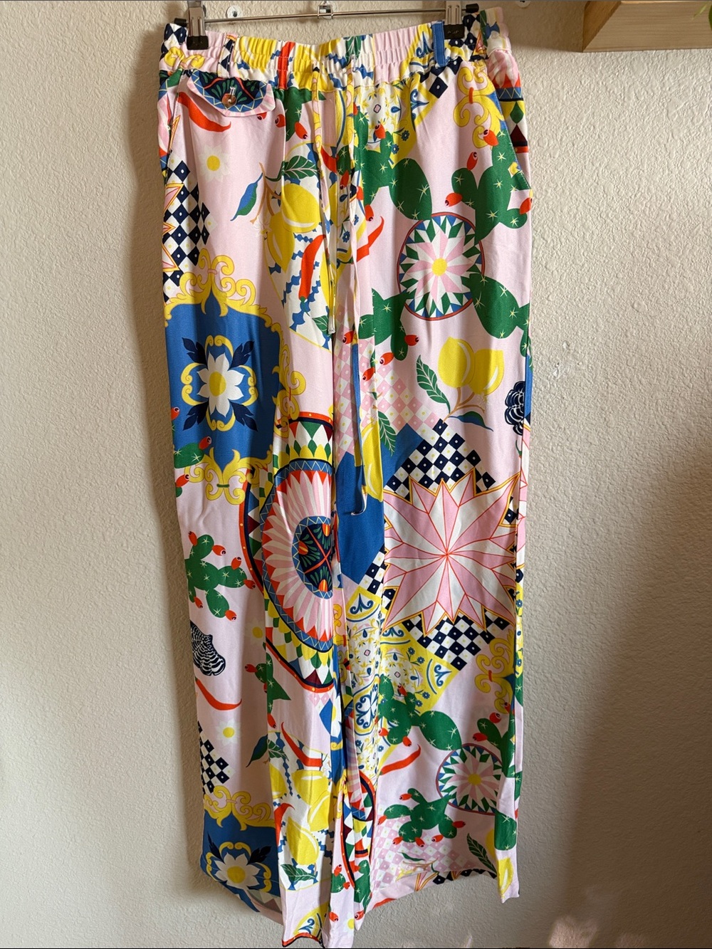 Maeve Wide Leg Pants in Pink, Blue, Green & Yellow Floral Print